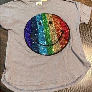 Zara Smiley Gray Tank Top with Rainbow Sequin